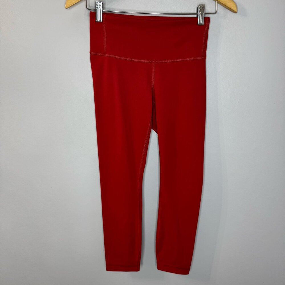 Lululemon Zip Back Crop 23” Leggings Red Sz 4